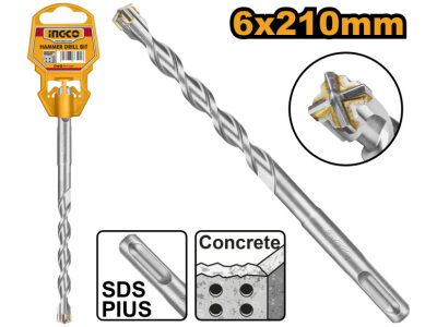 INGCO Kőzetfúró 6 x 210 mm négyélű SDS-Plus - Image 2
