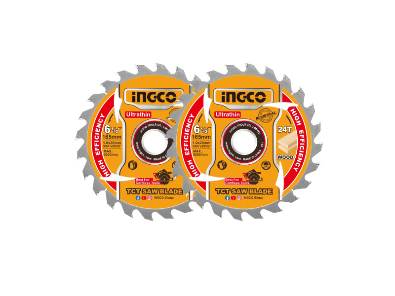 INGCO Fűrésztárcsa fához 165 x 20 x 1,0 mm / 24T (2 db)