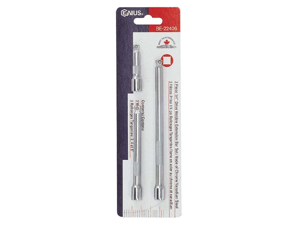 Genius Tools BE-22406 Hosszabbító szár készlet (alámetszett) GENIUS Hosszabbító szár készlet, szögben hajló (alámetszett), 3 darabos, 1/4" - Image 1