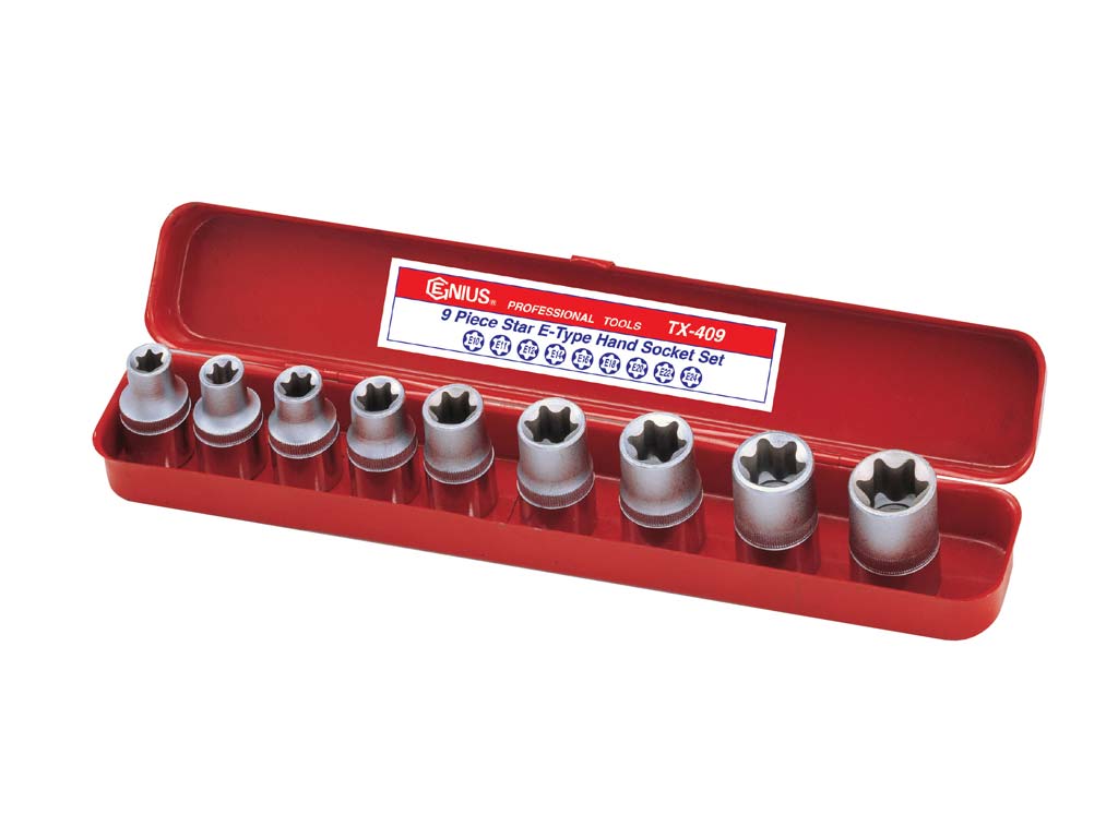 GENIUS Dugókulcs készlet 1/2″ Torx 9 darabos, normál