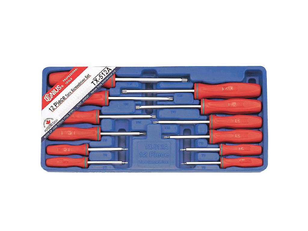 GENIUS Csavarhúzó készlet, T-torx (külső), lyukas, 12 darabos
