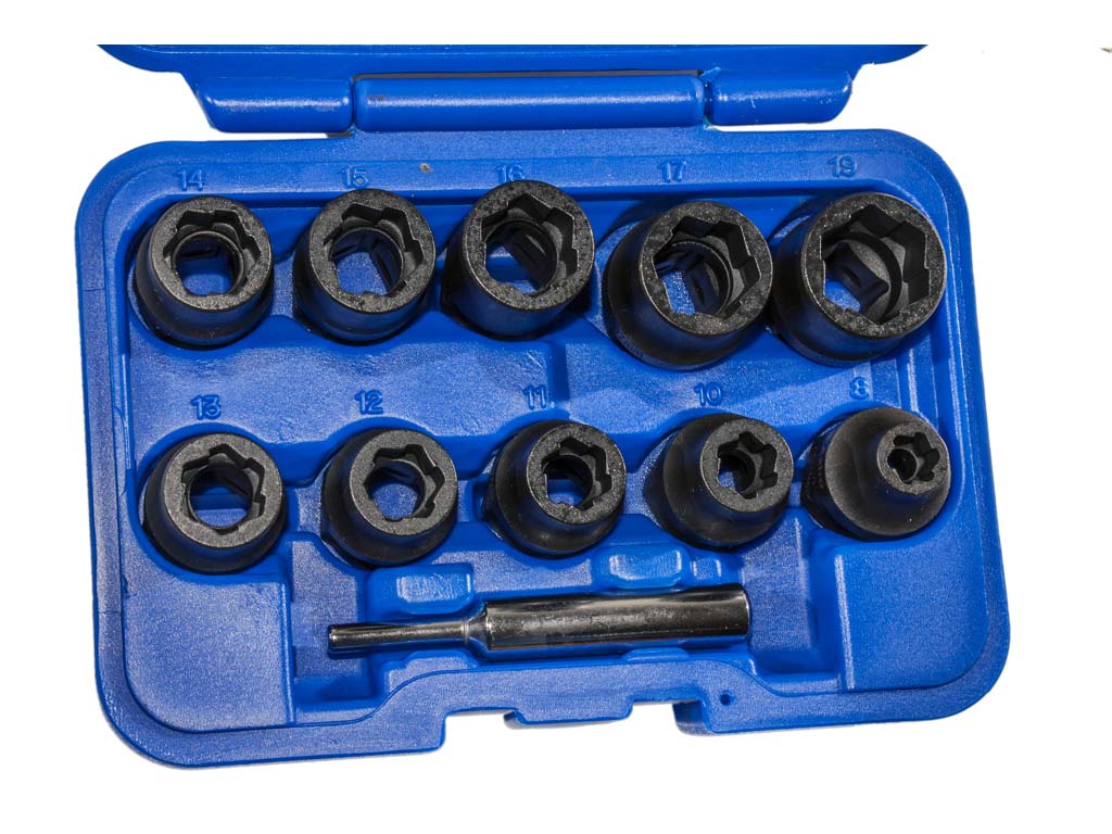 Rászorult/külső sérült csavar leszedő légkulcsfej készlet, 1/2", 11 darabos