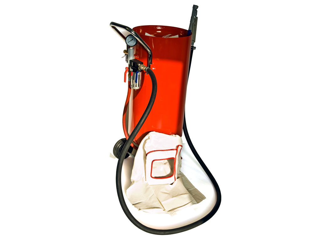 Kültéri homokfúvó, homorú fedéllel, 75L